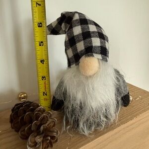 Plaid Black and White Gnome Figurine